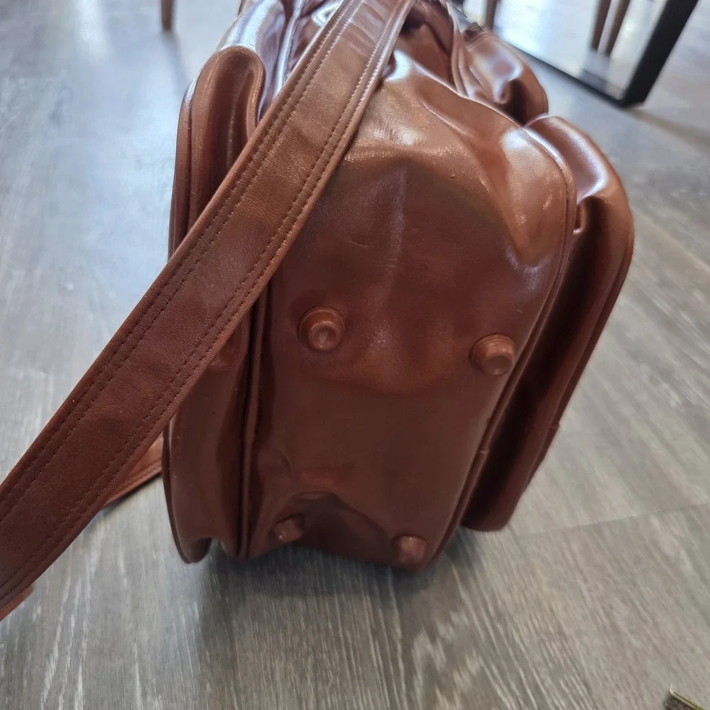 Vintage Restored Samsonite Leather Multi-Pocket Shoulder Travel Bag
